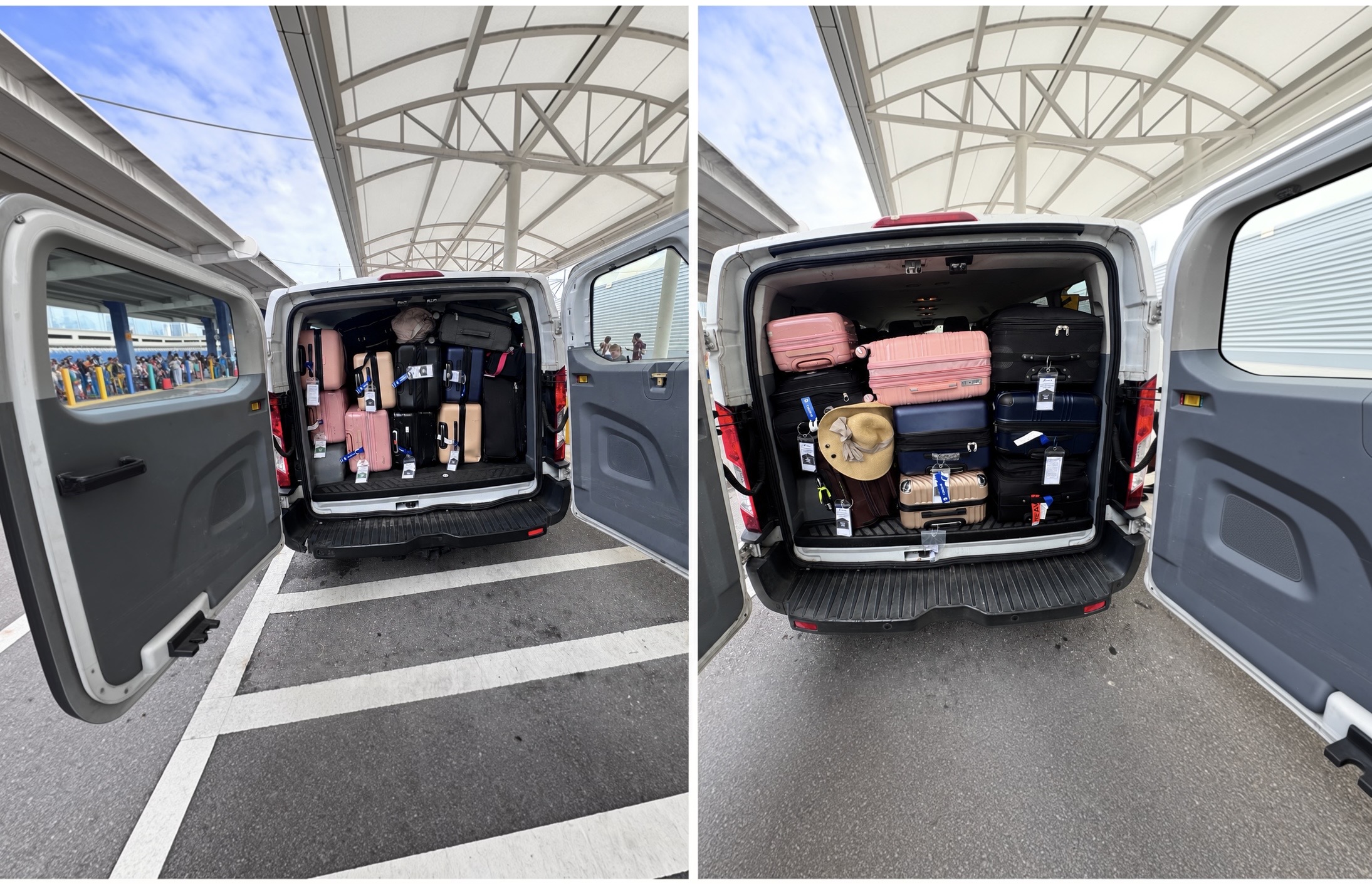 Passenger van loaded with group luggage